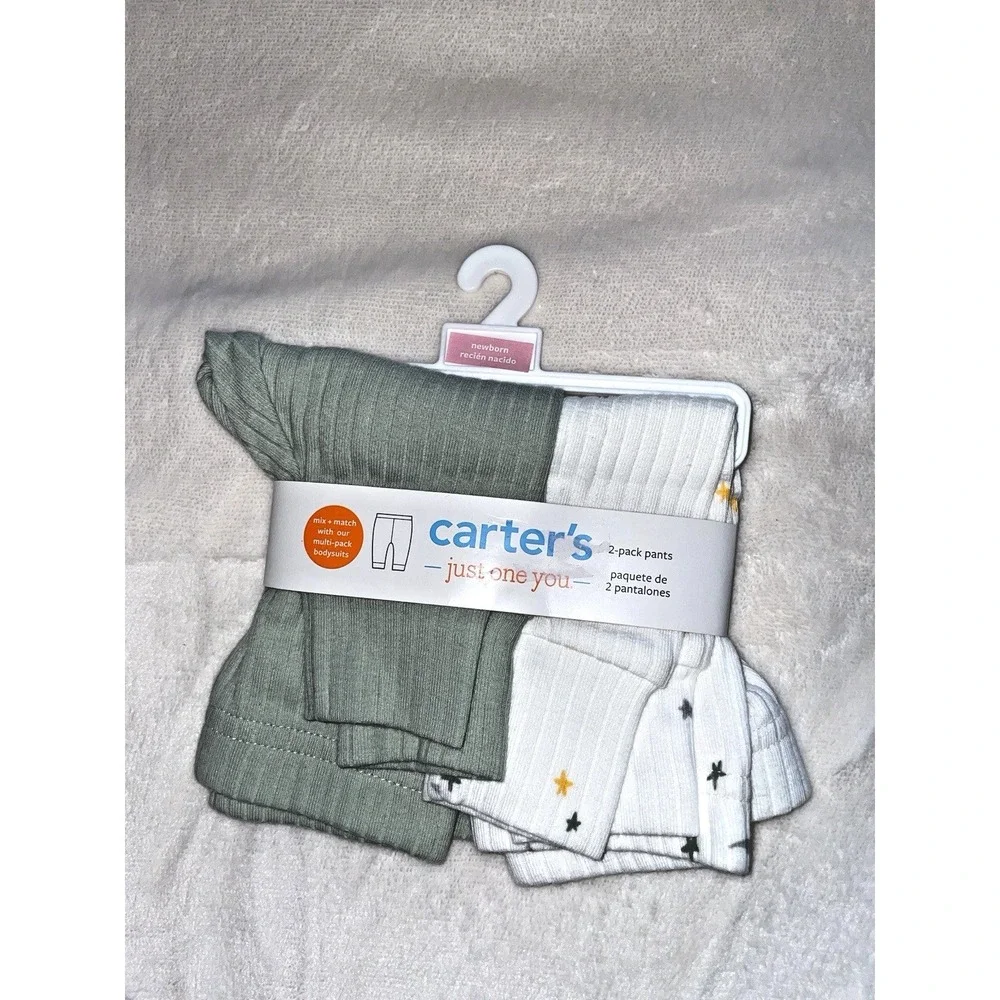 Carter's Sweatpants Just One You Pants Newborn Green & White 2-pk